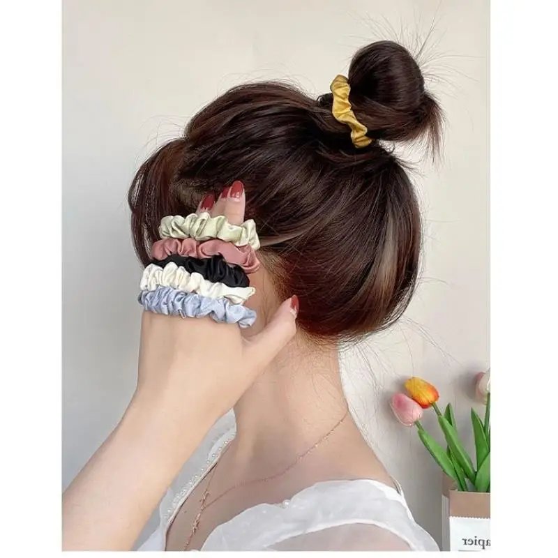 

Colorful Satin Silk Hair Tie Elastic Hair Bands Hair Elastics Women Solid Color Silky Satin Hair Scrunchies Set Hair Accessories