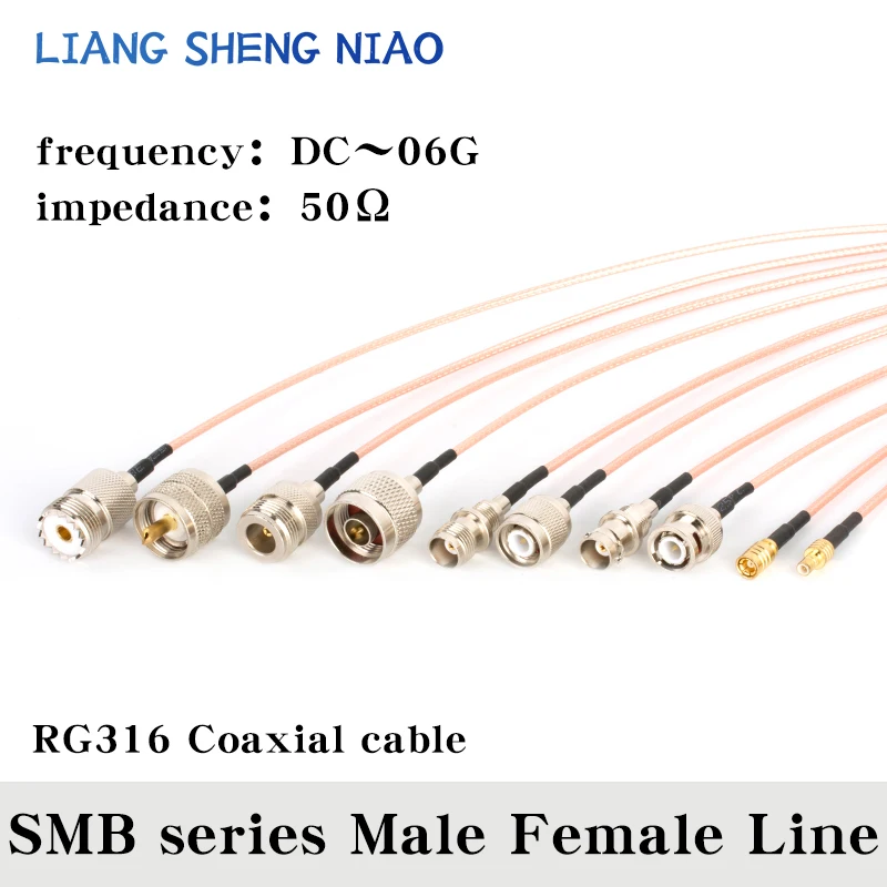 RG316 coaxial Cable SMB Male Female Plug to UHF N BNC 50 Ohm RF Extension Cable Connector Adapter SMB series RF Jumper Pigtail