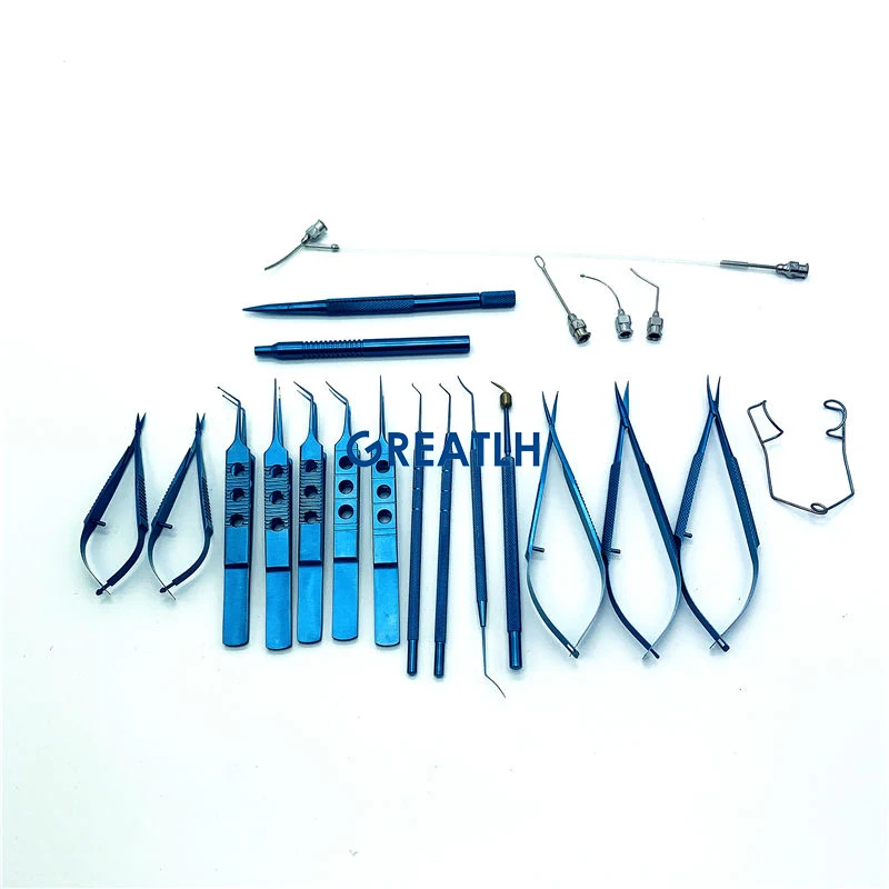 21pcs Titanium Alloy  cataract Ophthalmic instrument With silicone sterilization box