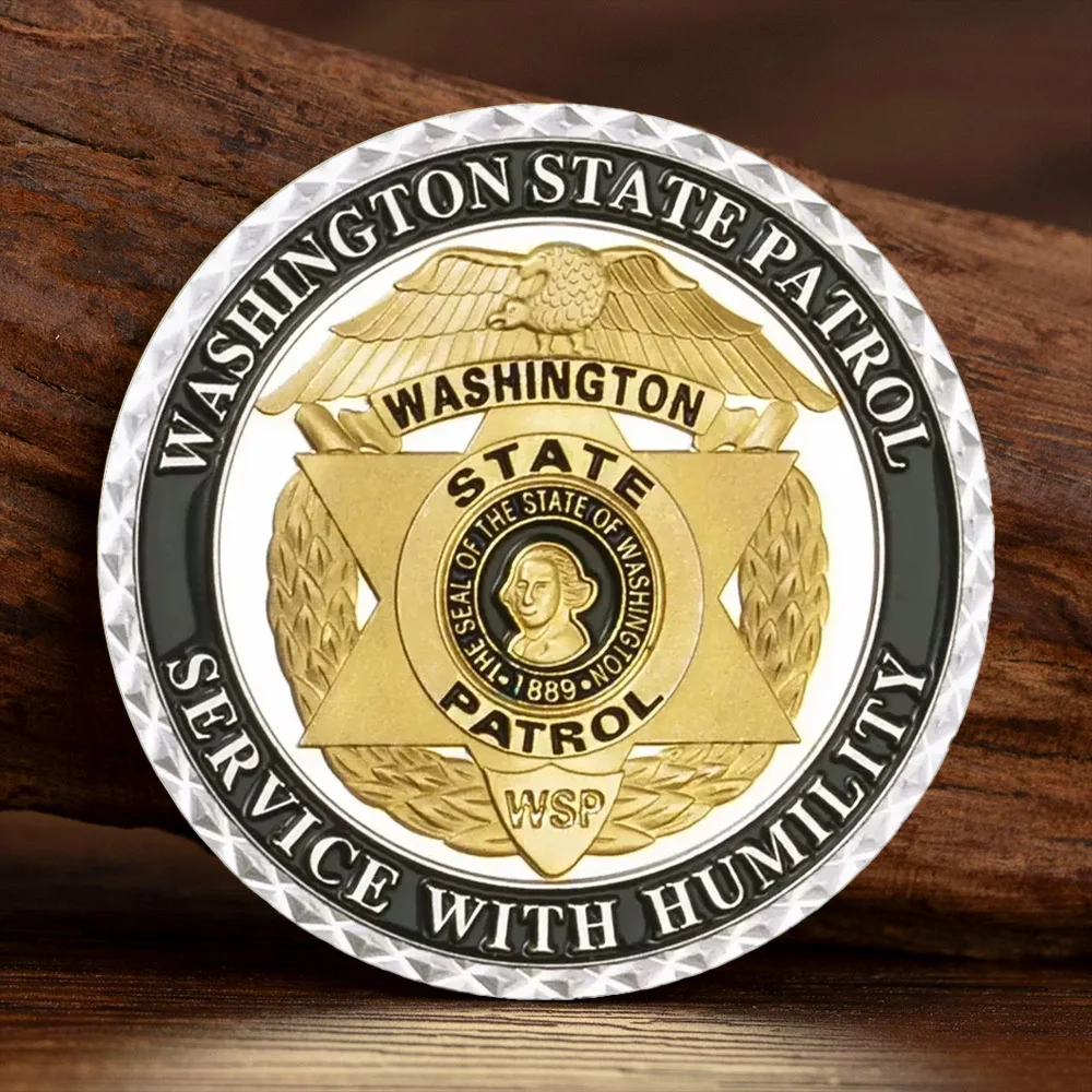 USA Washington State Patrol Silver Plated Souvenir Coin Saint Micheal Commemorative Coins Collectible Gift