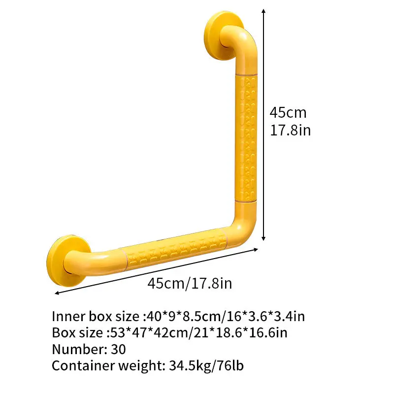 أمان مضاد للانزلاق على شكل حرف L، درابزين أمان للمرحاض لكبار السن #6
