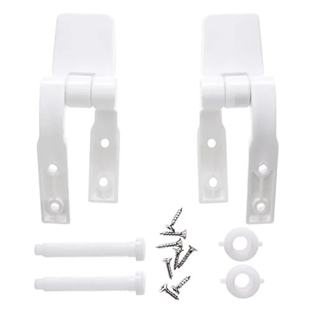 1 Pair White Plastic Toilet For Seat Lid Hinge Replacement With Bolts Screw Nuts Toilet Hinge Cover Ring Connection Component