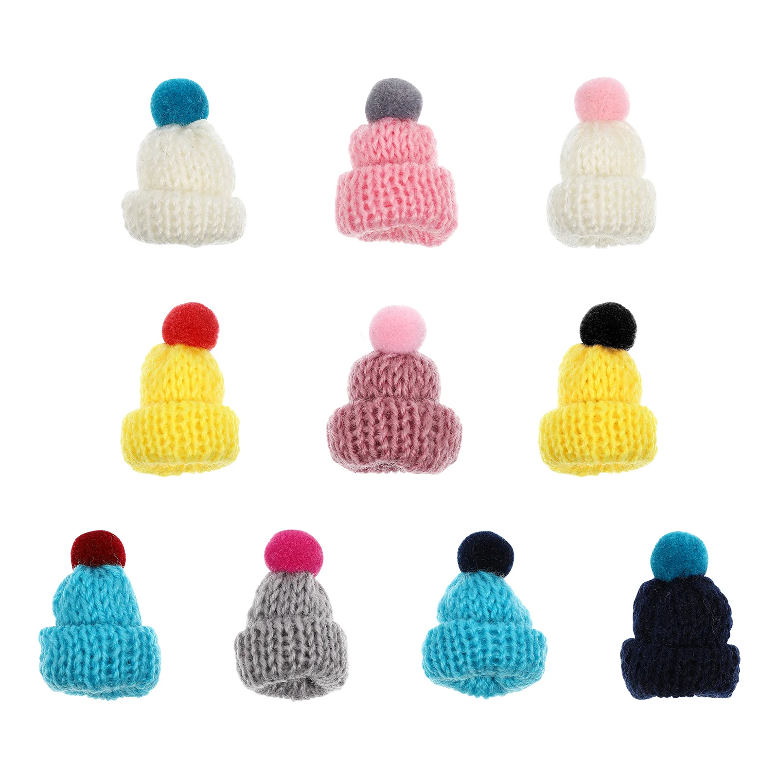 10 Pcs Mini Wool Hats for DIY Woolen Decorative Knitted Ornaments Craft Knitting Supplies Decoration