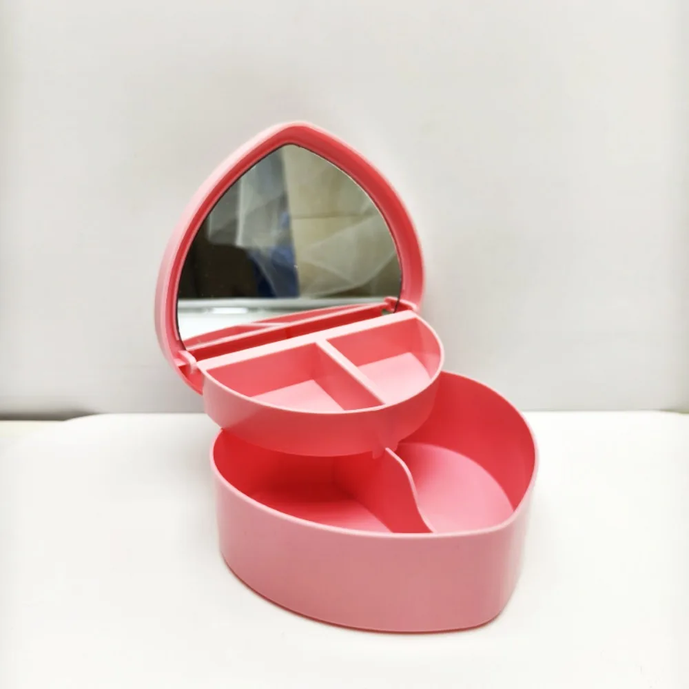 Heart Shape Jewelry Box Double Layer with Mirror