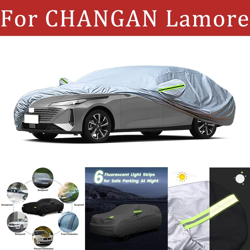 

For CHANGAN Lamore Car Cover Full Covers with Reflective Strip Dustproof UV Scratch-Resistant Sunscreen Protective cover