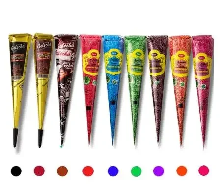 1pcs 25g Multicolor Indian GOLECHA Henna Cones Tattoo Paste For Temporary Tattoo Sticker Body Paint Art Cream Cone DIY Paint