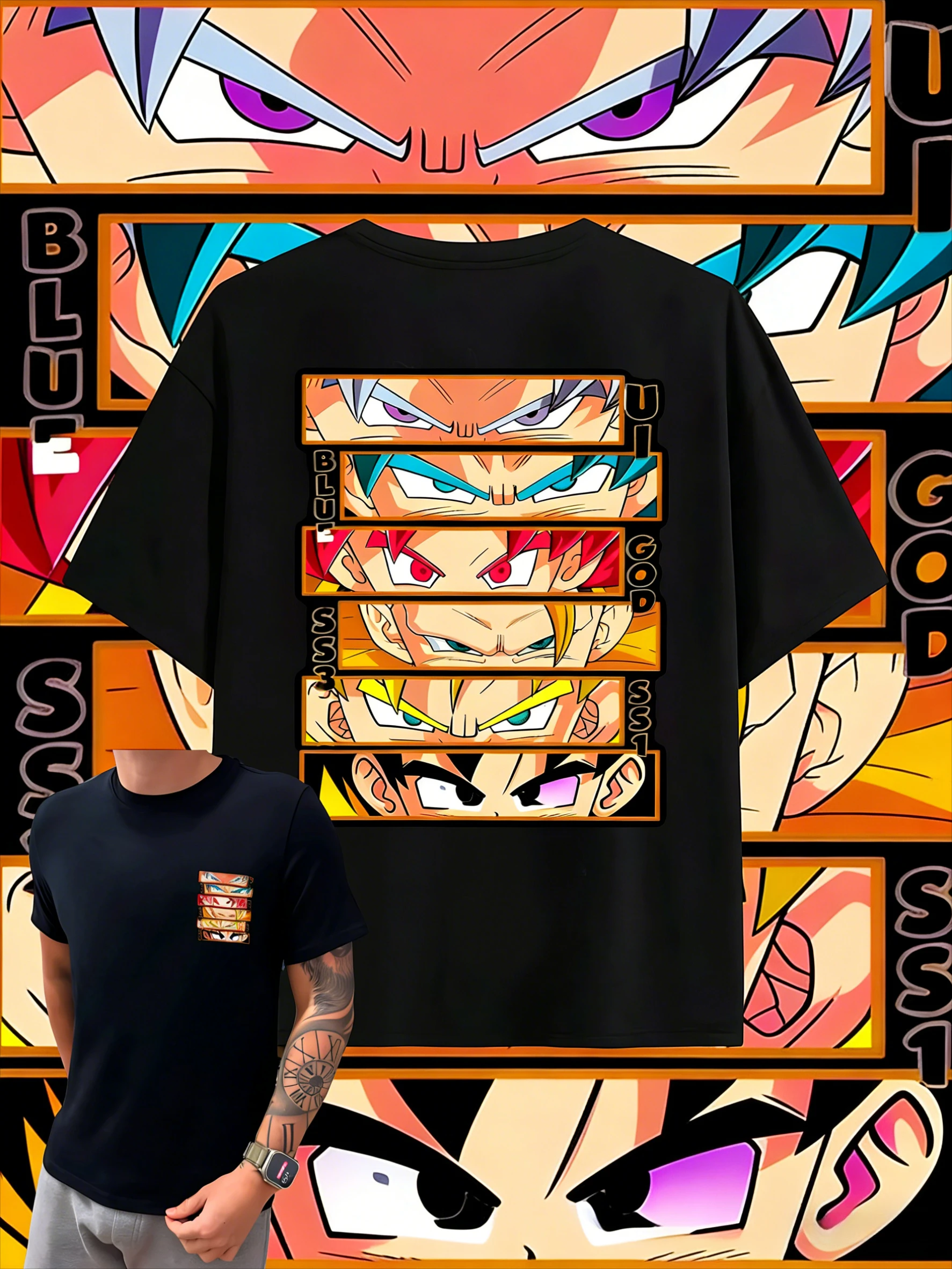 Camiseta Retro de Algodón de Alta Calidad de Dragon Ball Verano 2026, Estampado de Manga de Goku en Múltiples Formas, Top Unisex para Hombres, Mujeres y Niños