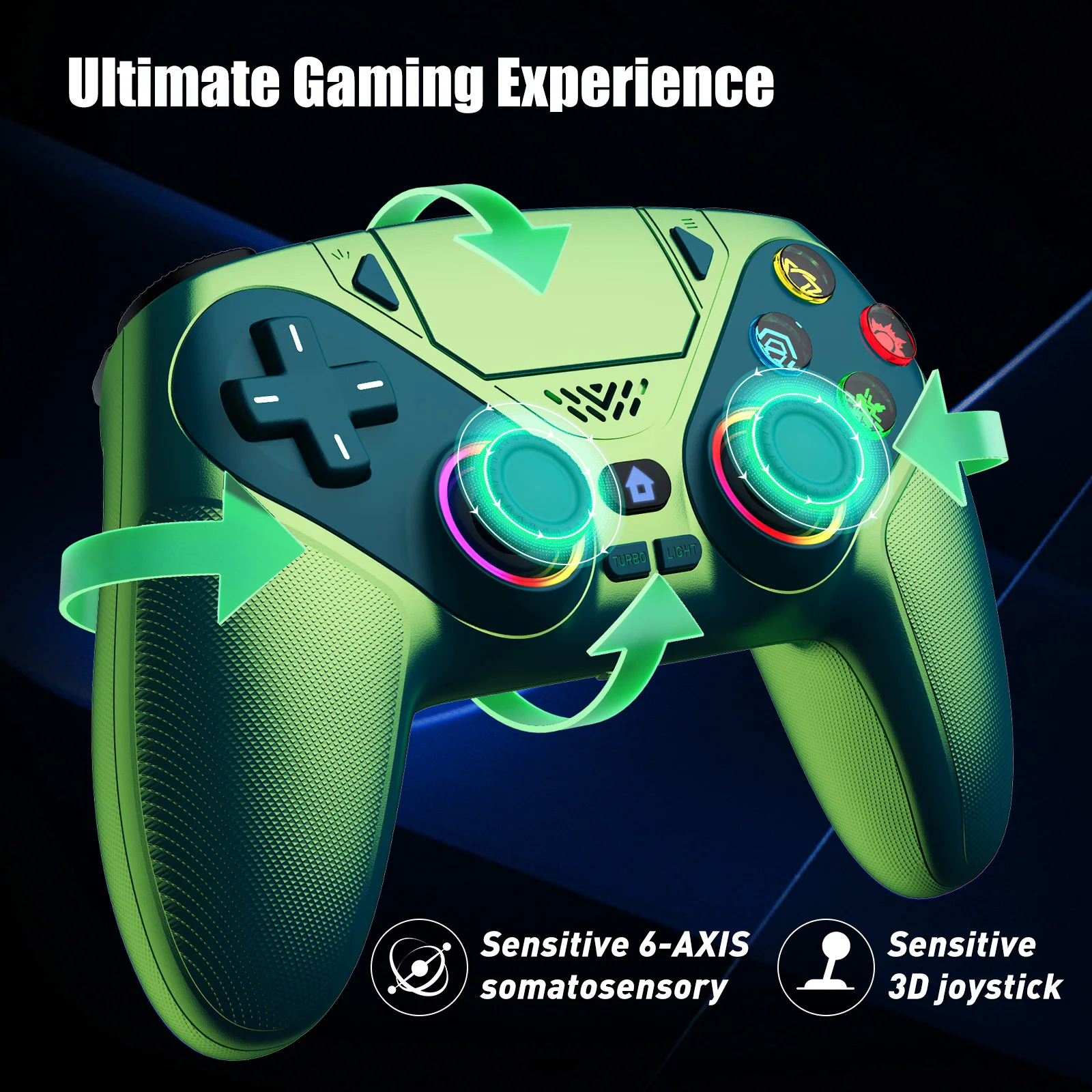 Controller für PS5/PlayStation 5 Pro/Slim/PC, kabellose Gamepads, RGB-Hall-Effekt, kein Drift, Spiel-Joystick mit Dual-Vibration, Marco/Turbo-Funktion – Detail 5