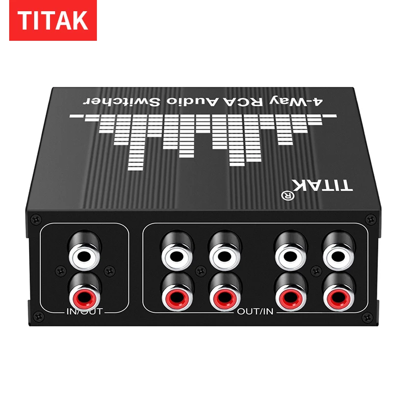 Bi-Directional 4CH RCA Stereo Audio Switch 1 In 4 Out or 4 In 1 Out L/R Sound Source Selector for Home Theater