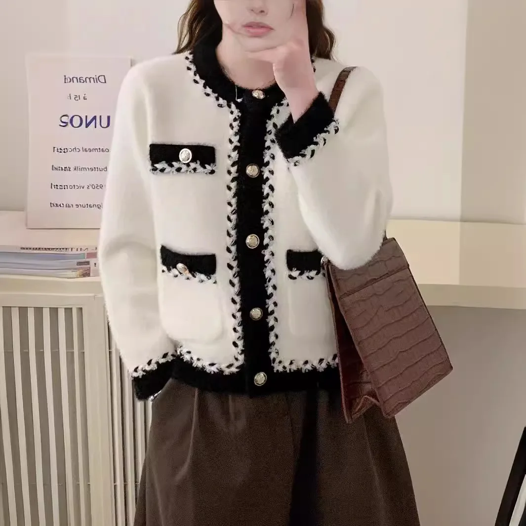 

Жакет из твида женский, с длинным рукавом, осенний, для кампуса, на молнии, с эффектом потертости, с манжетами, с панелями, многофункциональный, эластичный, с круглым вырезом, для работы, стильный