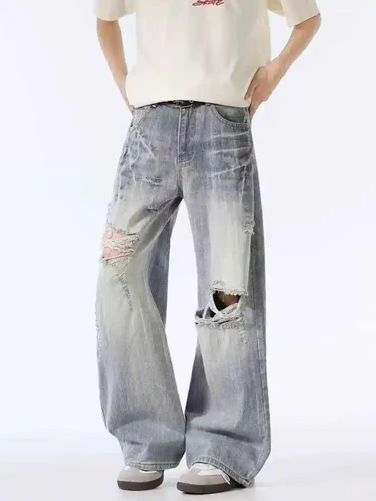 Femmes gris Y2k déchiré Jean 90s Vintage Harajuku Baggy petit ami Jean pantalon japonais années 2000 Style Hip Hop Denim pantalon vêtements