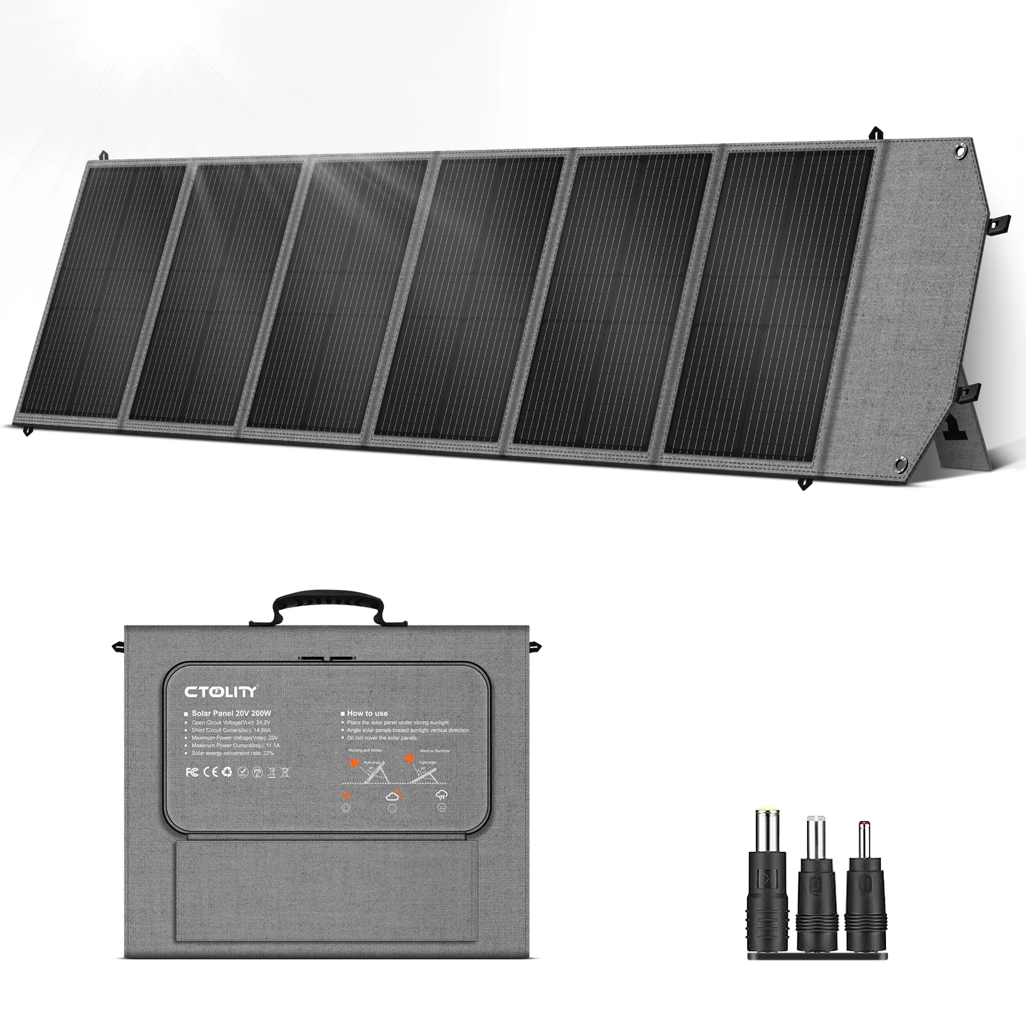 CTOLITY SP100/SP200/SP400 100W/200W/400W 20.5V 41V Draagbaar opvouwbaar zonnepaneel gemaakt met stabiele voeding