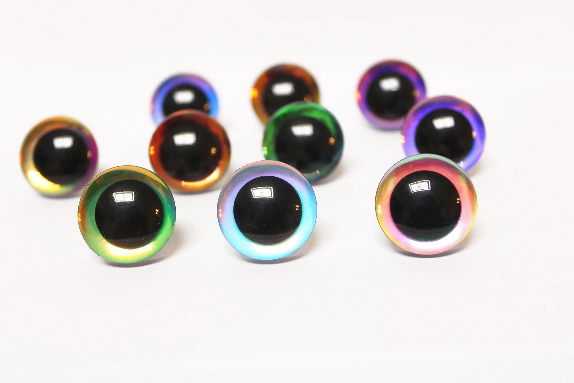 10pairs  10colors 9mm to 35mm  35mm clear doll  eyes 3D  glitter toy eyes with hard washer color size option-HC10