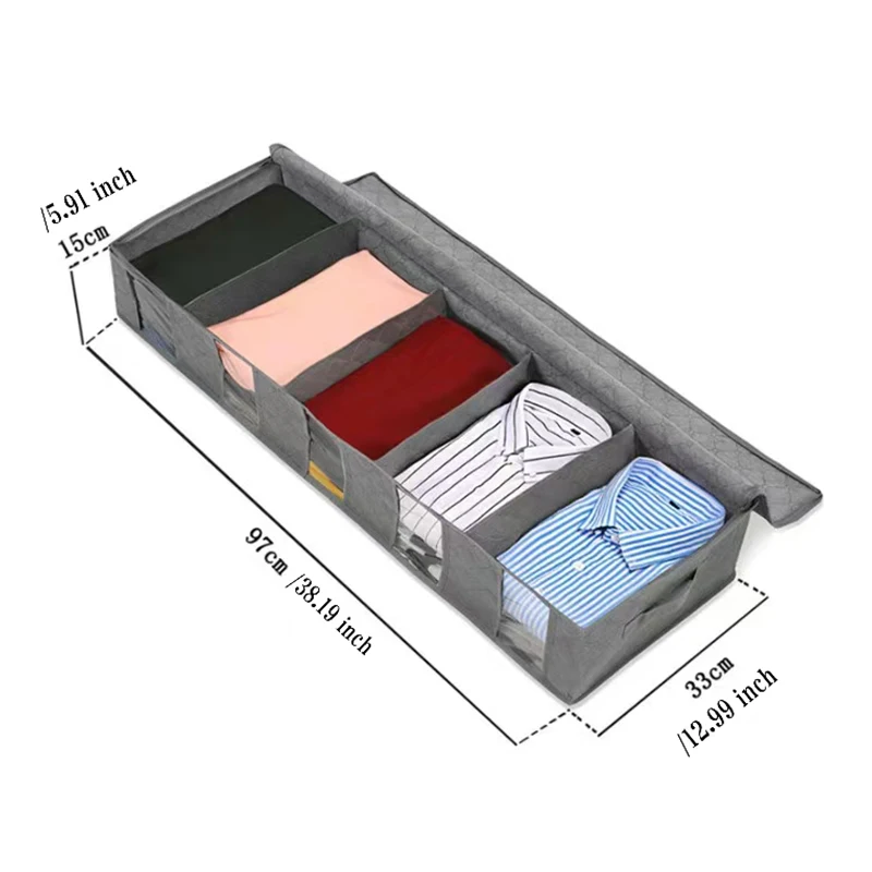 Clothing Storage Bag Foldable Underbed Organizing Large Adjustable Compartment Storage Bag for Blanket Shoes Sweaters Toys image 6