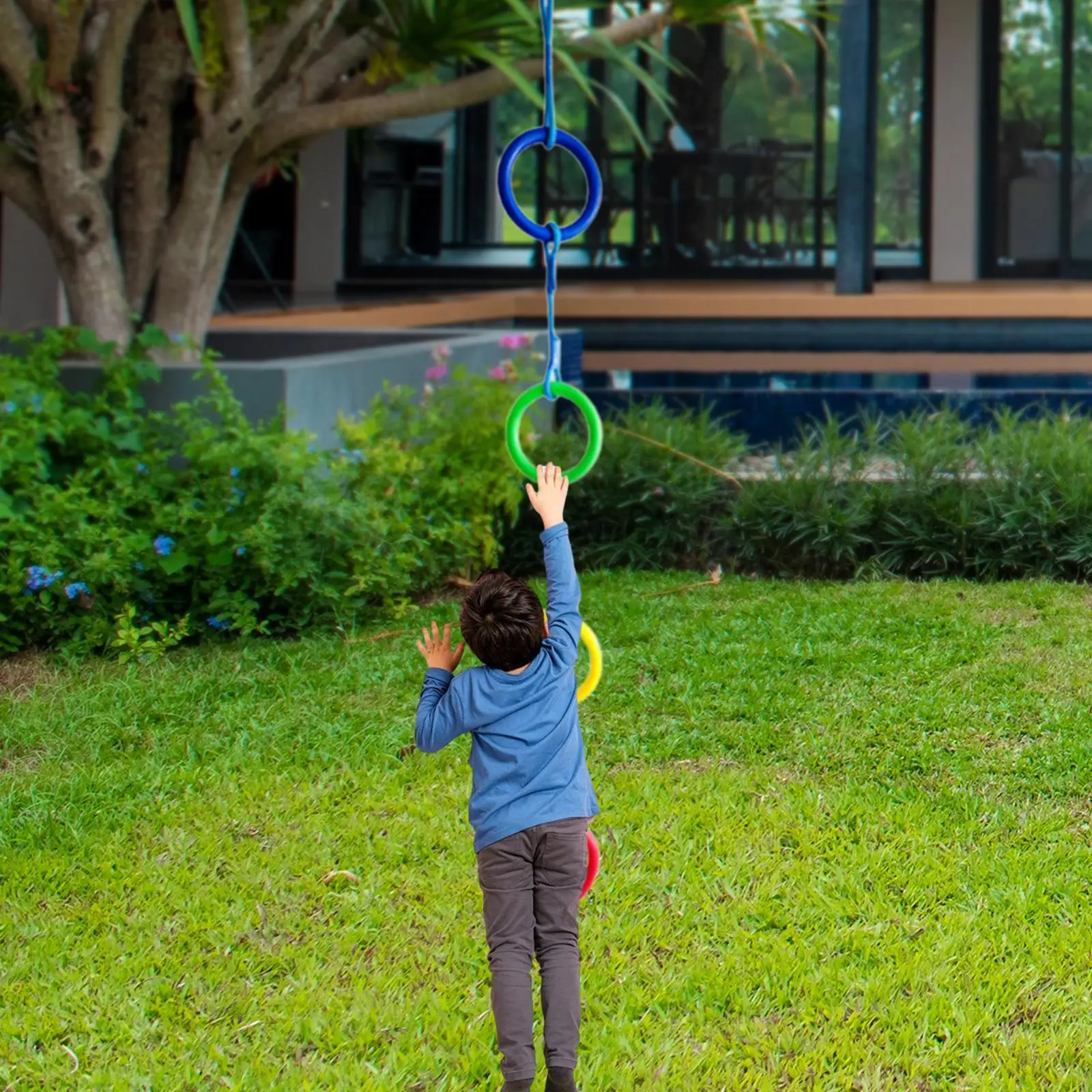 Gymnastic Swing Children Ring Climbing Rope for Climbing Garden Backyard