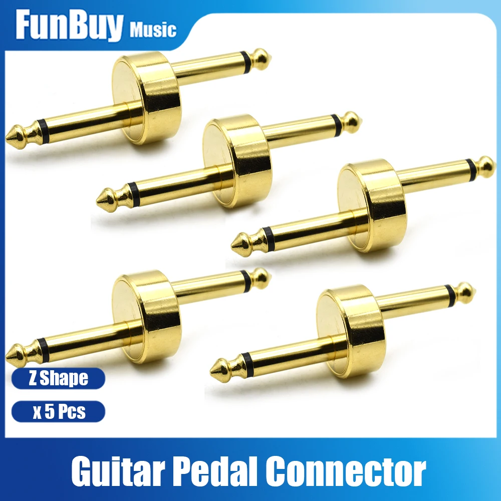 5pcs/lot 6.35mm Guitar Effect Pedal Connector Z Type Audio Adaptors Connecting Jack Gold Guitar Accessories