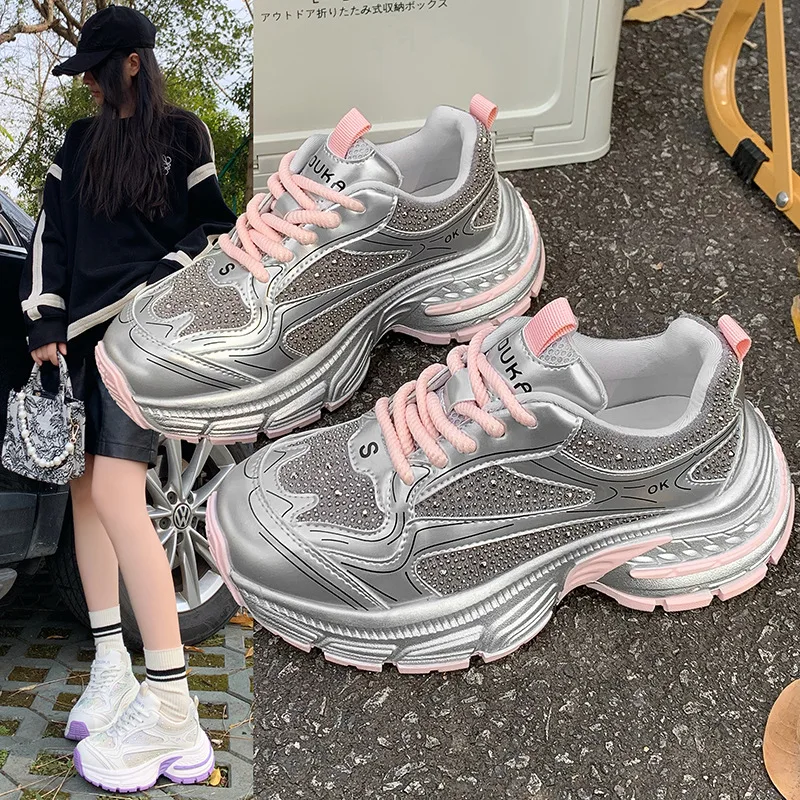 

Genuine Leather Light Luxury Super Popular Thick-Soled Dad Shoes for Women sports casual shoes that make feet look smaller