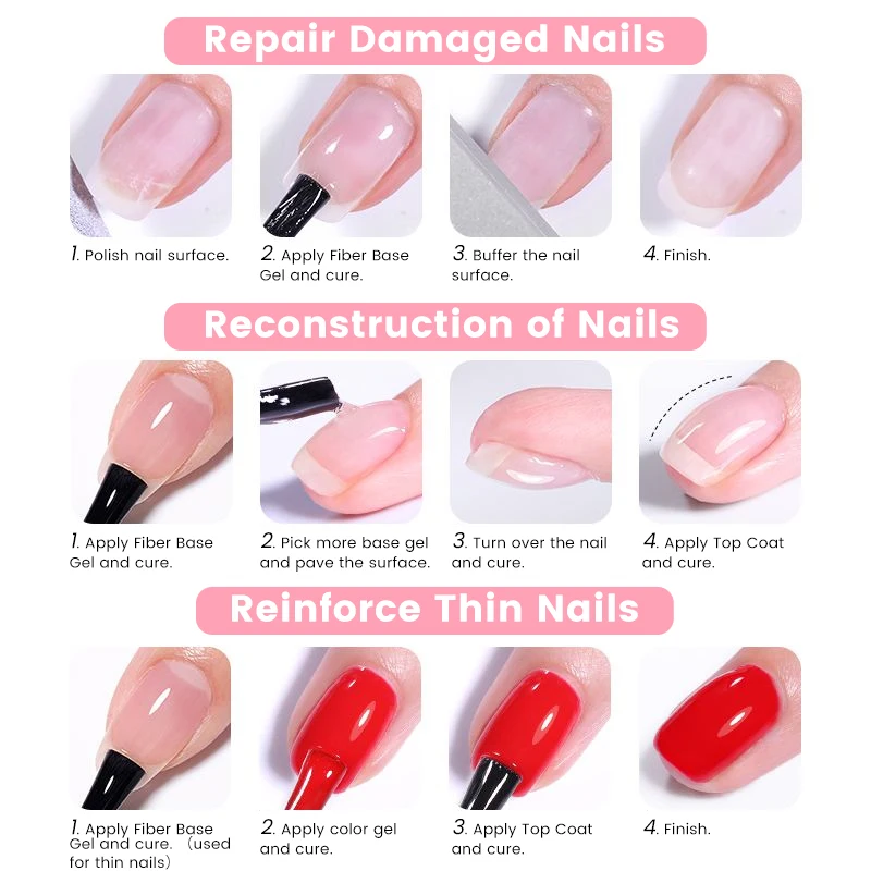 UR SUGAR 15ml Fiber Rubber Thick Base Gel Top Reinforcement Gel Transparent Nail Prep Soak Off UV LED Varnish Base Top Coat