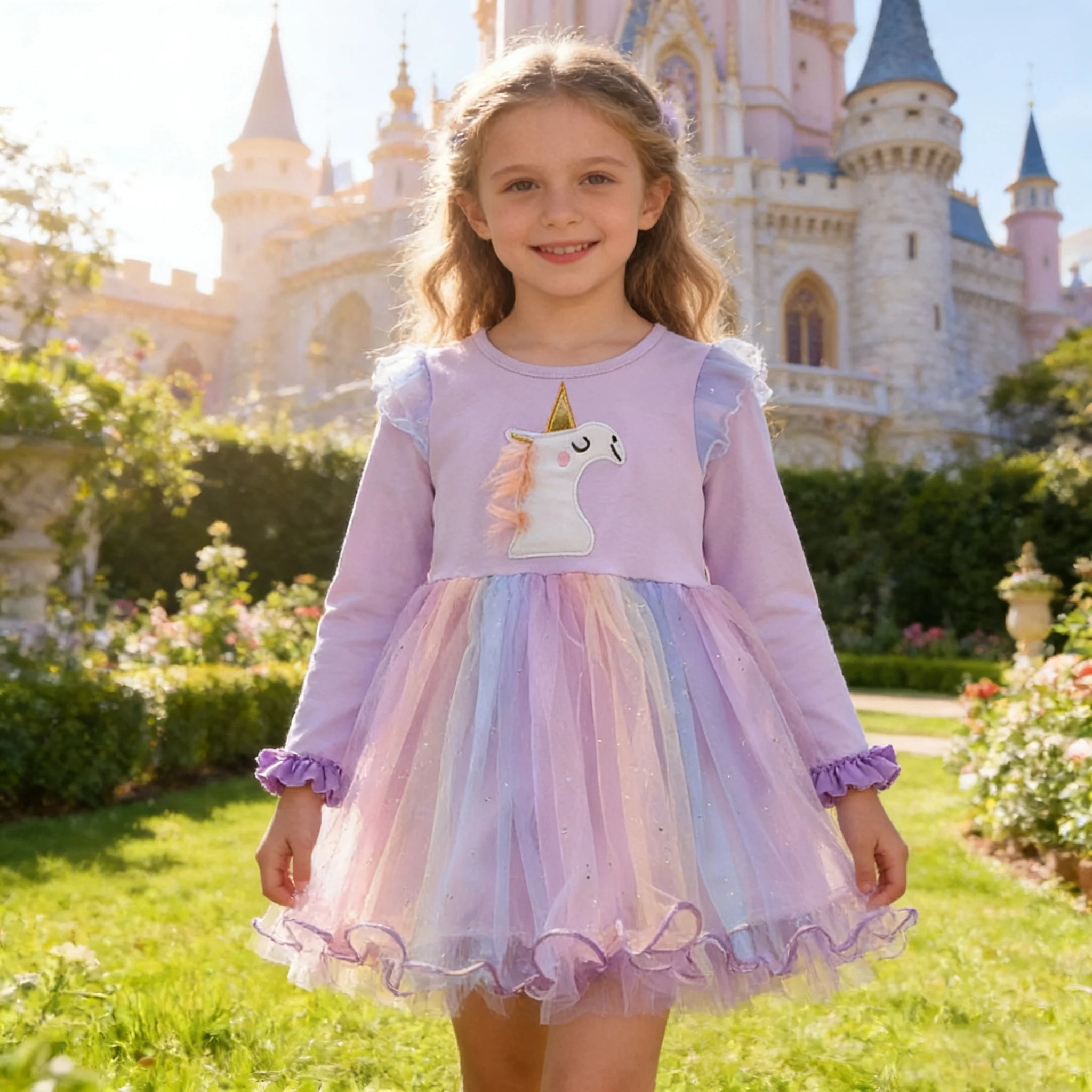 

Платье принцессы с единорогом для девочек от 3, 4, 5, 6 лет, карнавальная весенняя детская одежда для маленьких девочек, детское повседневное платье для дня рождения