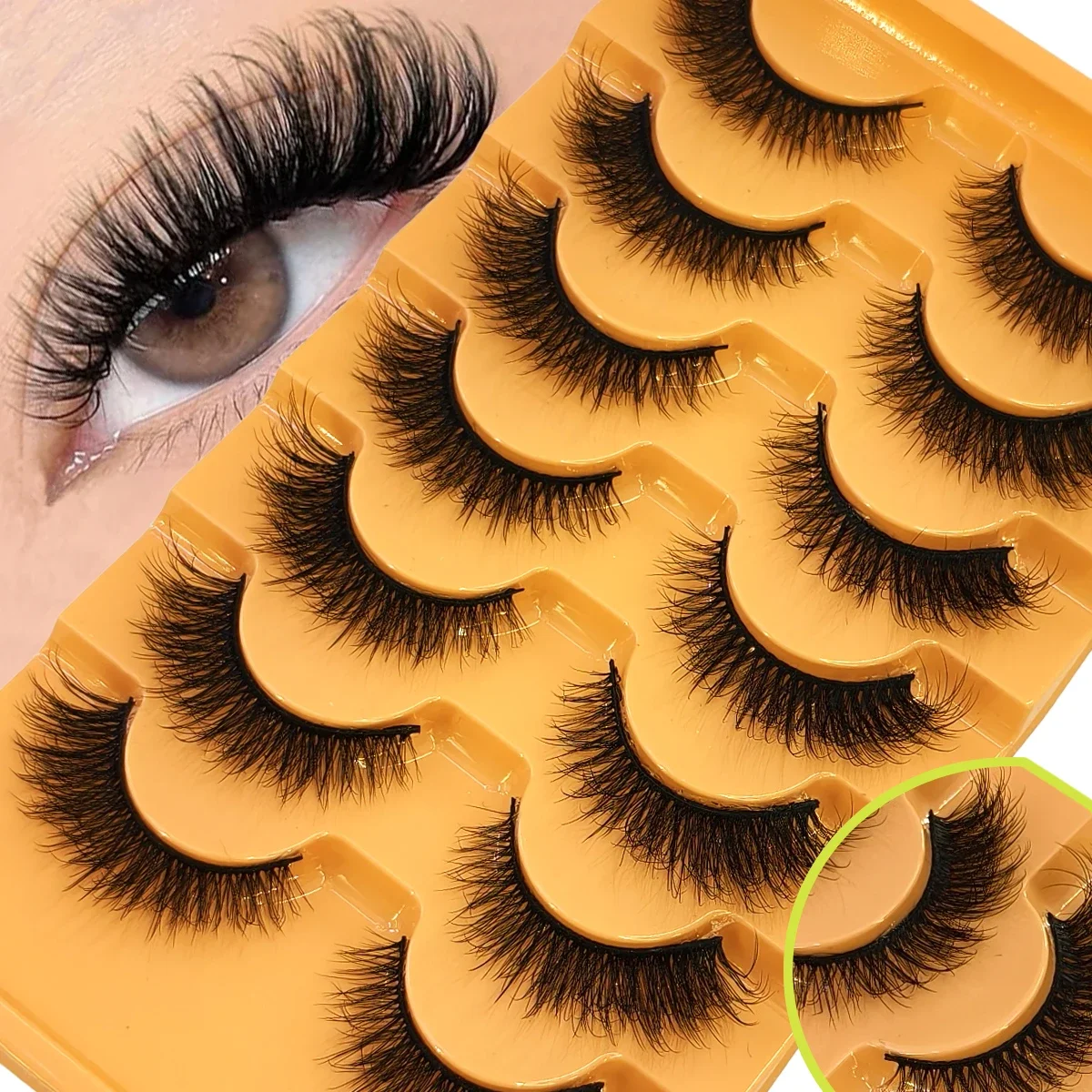HBZGTLAD 7 Paar künstliche Nerzwimpern, flauschige falsche Wimpern, volle, zarte Wimpern, 8D-Volumen, lockige künstliche Wimpern