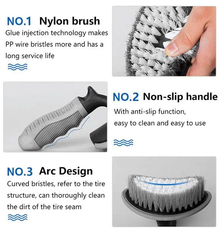 Auto Wheel Cleaning Brush Car Detailing Cleaning Scrubbers With Ergonomic Handles Car Wheel Wash Tool Cleaning Rim Brushes For