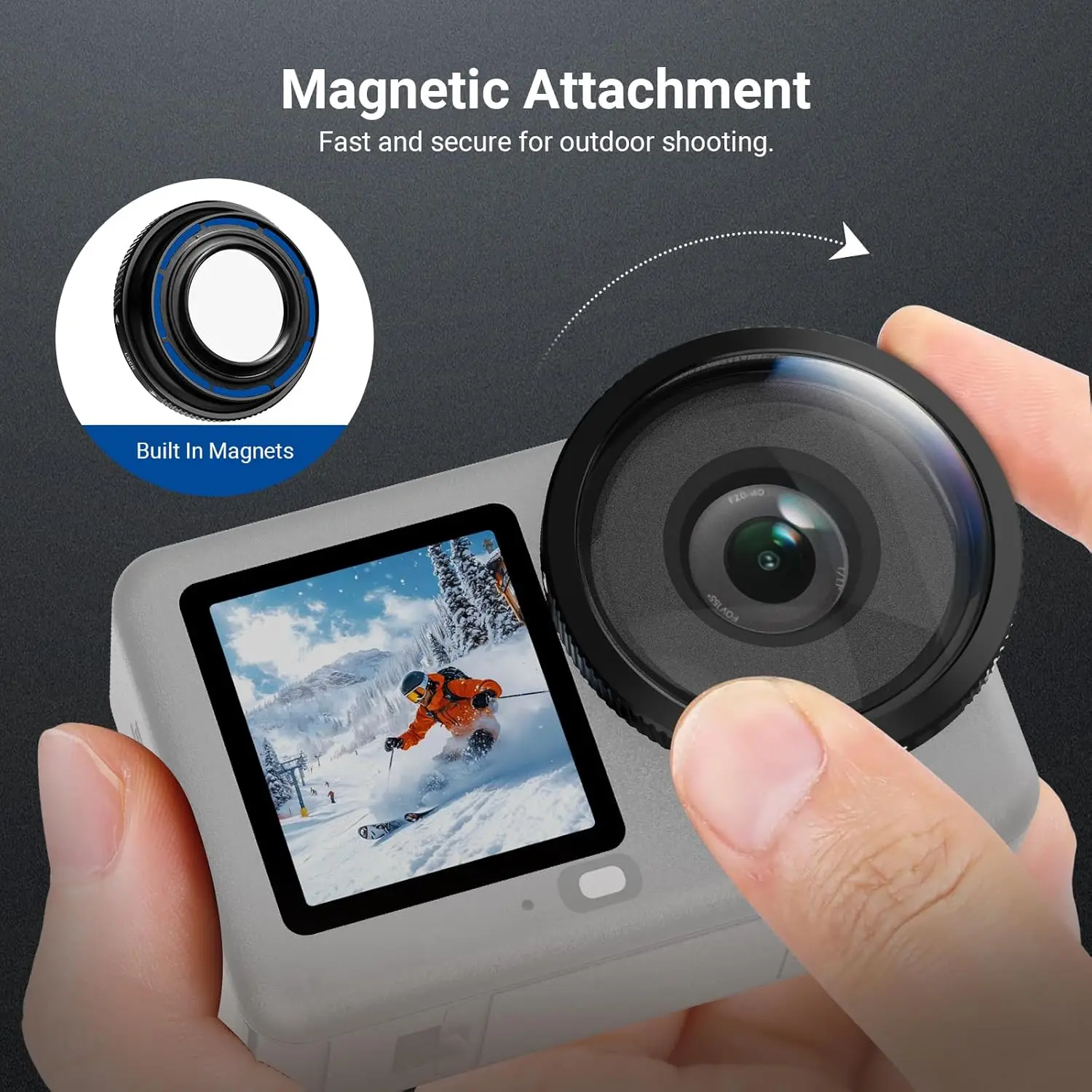 NEEWER Weitwinkelobjektiv, 180° ° FOV HD Optisches Glas, 3 Elemente, 3 Gruppen, zum Aufschrauben, Action-Kamera-Objektiv, nur für DJI Osmo Action 6 – Detail 5