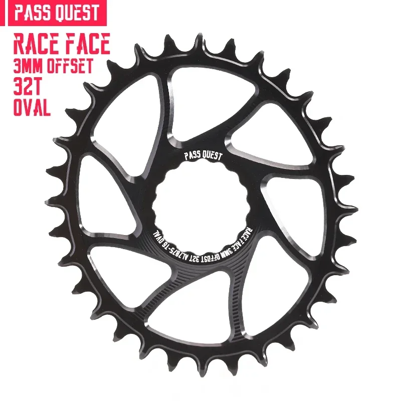 PASS QUEST Offset 3 mm silberne und schwarze schmale, breite Kettenblätter für RACEFACE RF Next SL Sixc Atlas-Serie mit direkter Halterung
