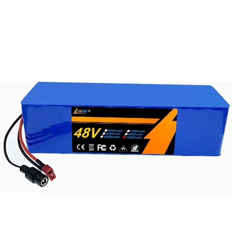 New 48V 110Ah 20000W 13S3P lithium-ion battery pack, suitable for bicycles and scooters with BMS+free 54.6V charger