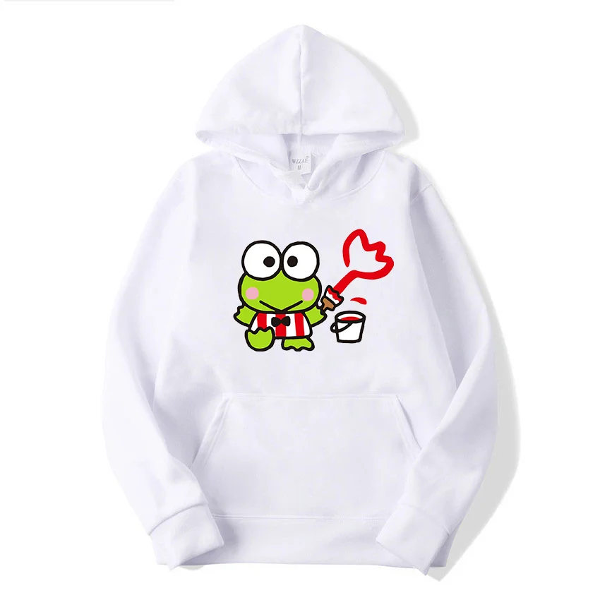 

Толстовки Sanrio Keroppi для мужчин и женщин, Повседневная Уличная одежда в стиле хип-хоп, свитшоты с длинным рукавом для мальчиков и девочек, Осенние Топы, пальто Sanrio Keroppi