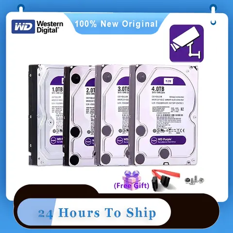 WD Purple 4TB Surveillance Internal Hard Drive Disk 3.5" 64M Cache SATA III 6Gb/s 500GB 1TB 2TB 3TB HDD HD Harddisk for CCTV DVR