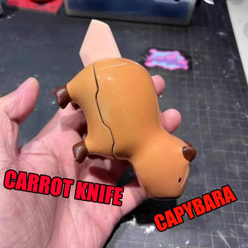 

New 3D gravity telescopic capybara carrot knife Foldable decompression toy Interactive toys for couples and girlfriends