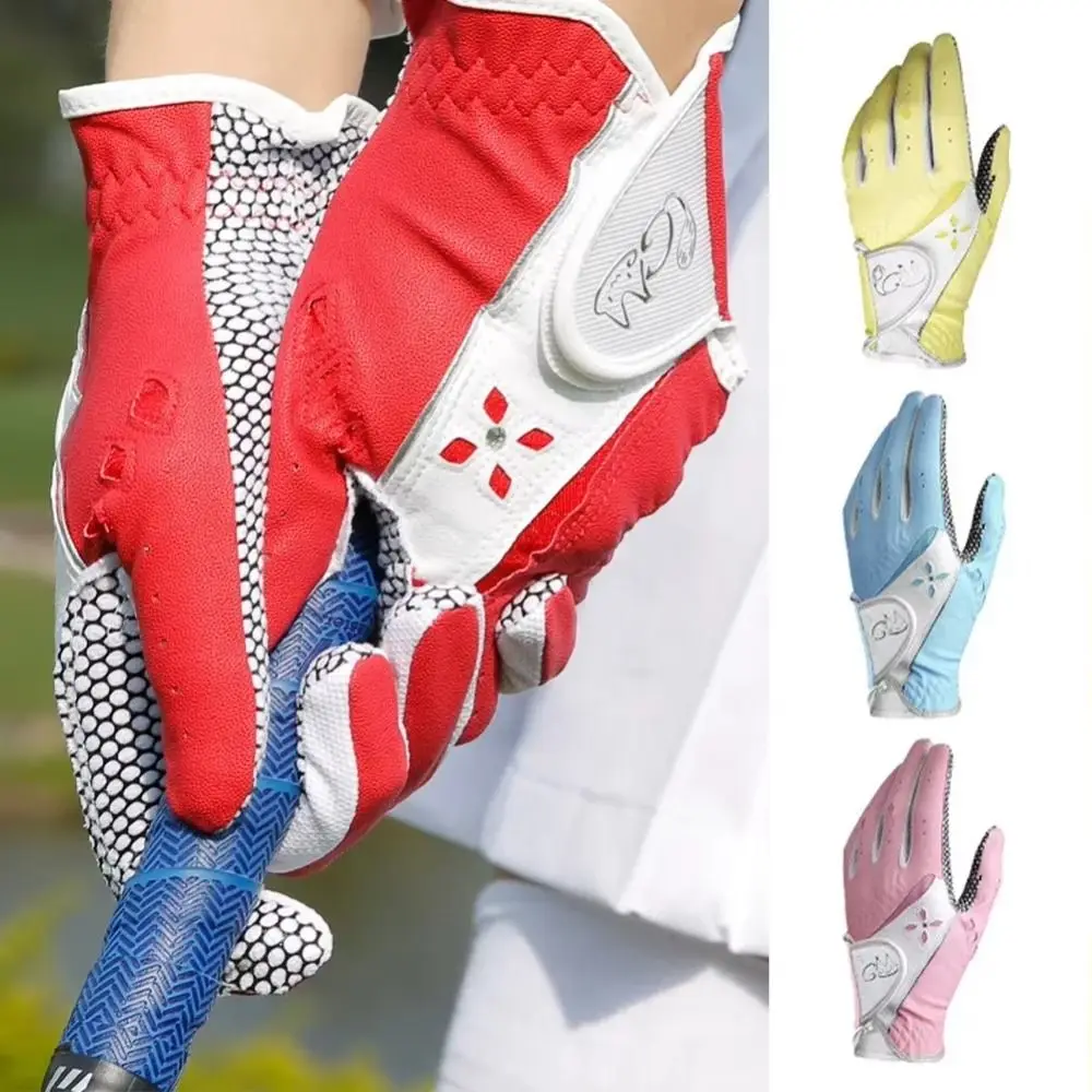 

Breathable Women's Golf Gloves Comfortable Anti-Slip Particles Outdoor Sports Gloves Durable Soft Full Finger Golf Gloves
