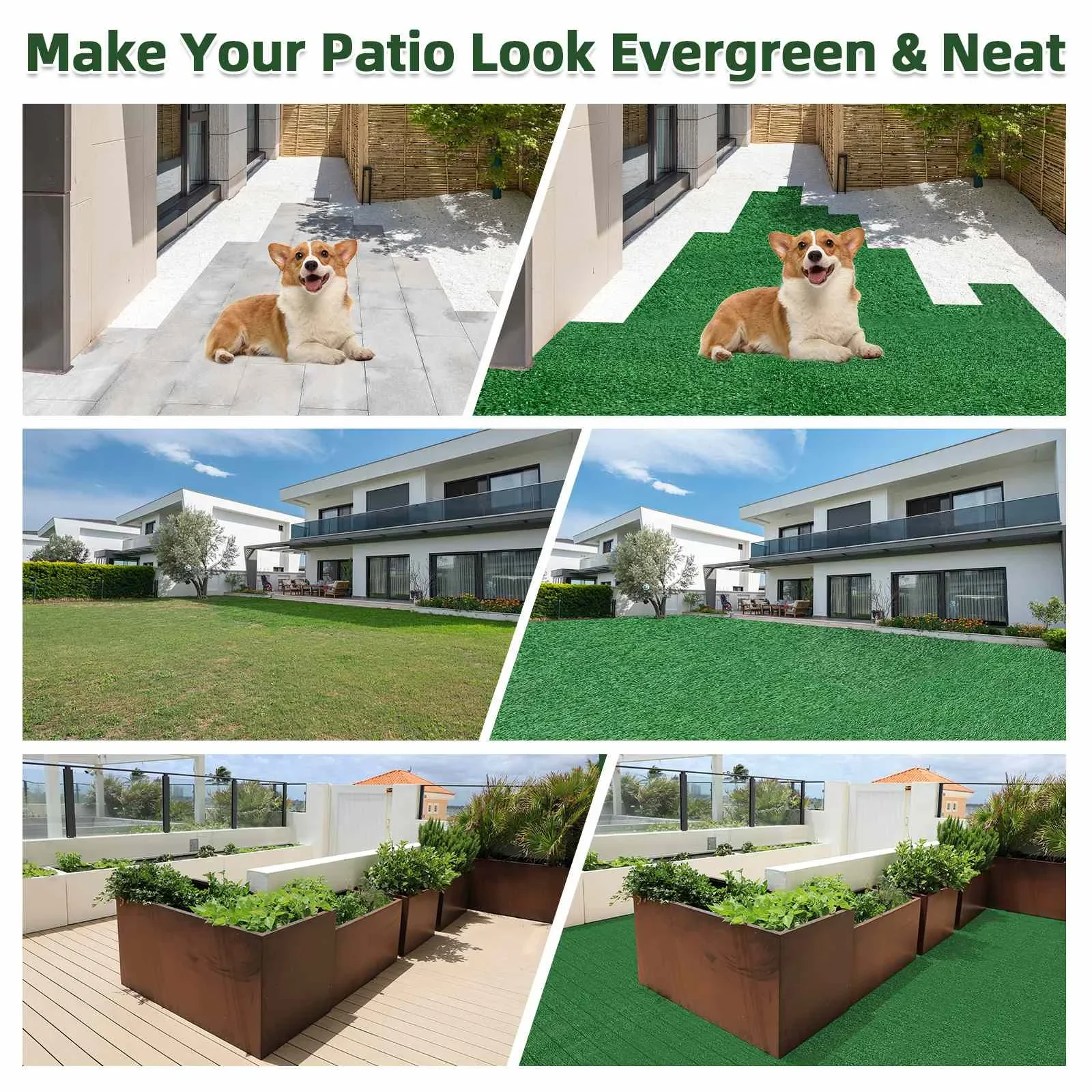 

Artificial Grass Rug Fake Faux Turf Grasses, 0.7" Indoor Garden Lawn Landscape Balcony Synthetic Grass Mat