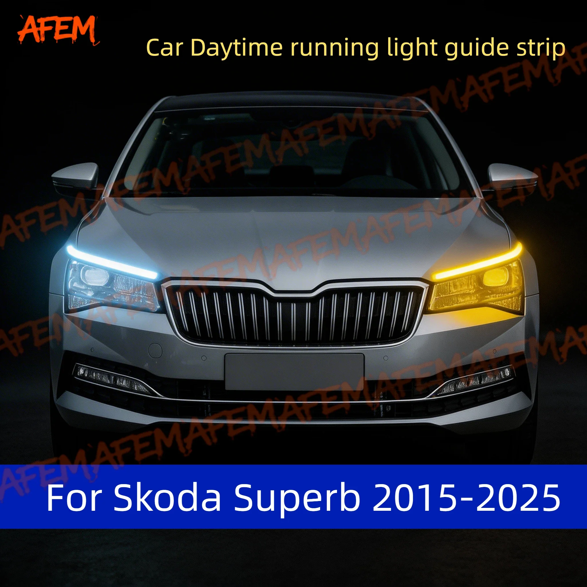 

2Pcs 12V Led Guide Strip Headlight For Car Daytime Running Lights Turn Signal DRL Car Modification For Skoda Superb 2015-2025