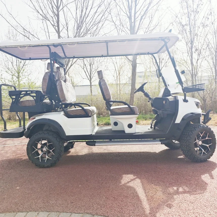 

Energy Saving Effect Of Manufacturer's 4+2 Seat New Energy Electric Golf Cart Four-Wheel Golf Cart Truck With A Trailer Attached