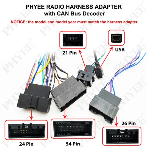 Imagen 2 del producto Adaptador de arnés de cableado de Radio decodificador de Bus CAN, enchufe de 16 pines a Cable conector de 24 pines para Ford Focus F150 Explorer Fiesta con sincronización