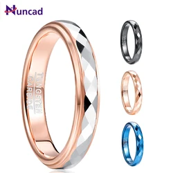 4mm Tungsten Carbide Ring Surface Polished Rhombus Shaped Batch Rose Gold Plating Side Step Wedding Ring