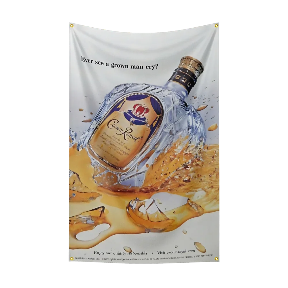 3×5ft whisky c-Crown Royals Flag Polyester Printed Alcohol Wine Banner For Decor Drink rum Beer Flag