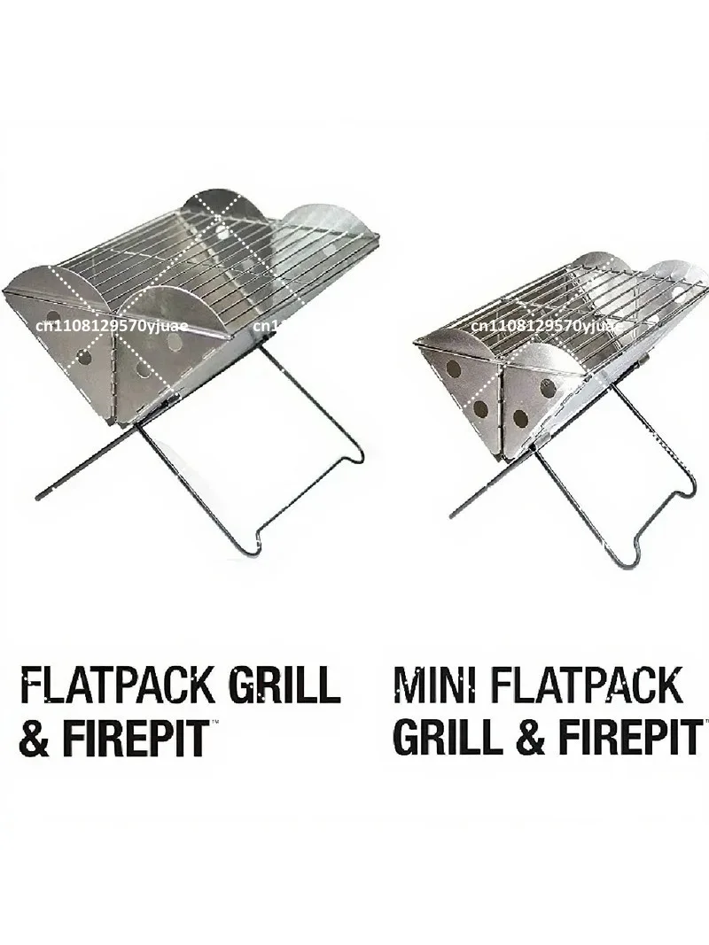 Outdoor Camping Flat Backpack Portable Stainless Steel BBQ Grill Fire Pit