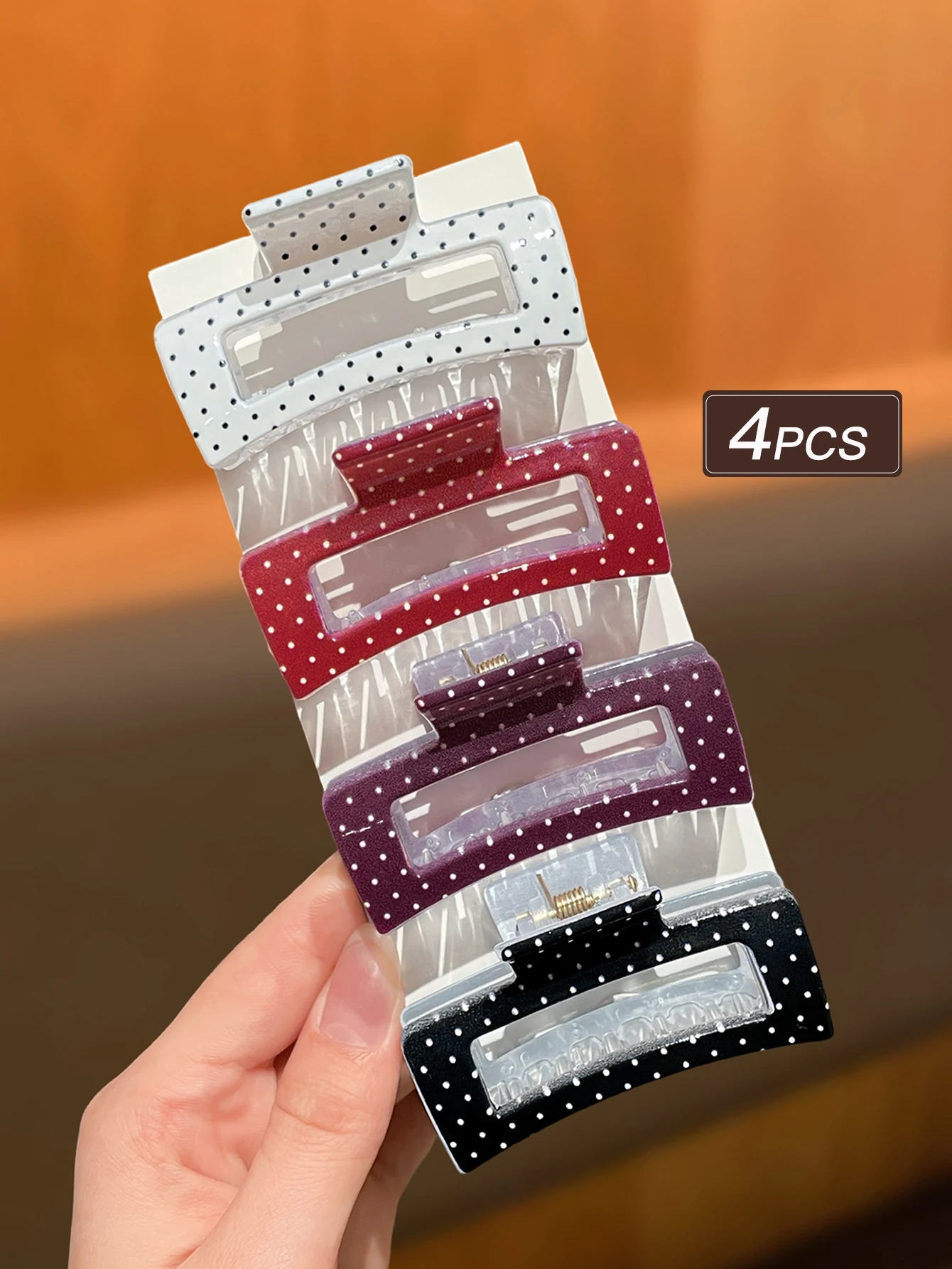 

4pcs Fashion Retro Ladies Polka Dot Hair Clip Stylish Vintage Hair Accessories for Daily Use Ideal Gift