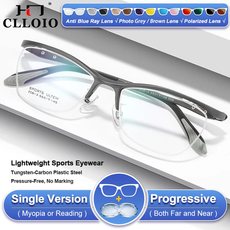 

CLLOIO Ultralight Safety Protection Myopia Photochromic Glasses Frame High Quality Men Sporty Prescription Reading Eyeglasses