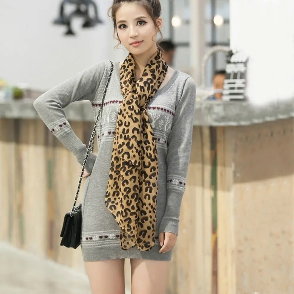 1PC New Fashion Silk Chiffon Georgette Long Style Stole Stylish Scarves Scarf Wrap Leopard Shawl