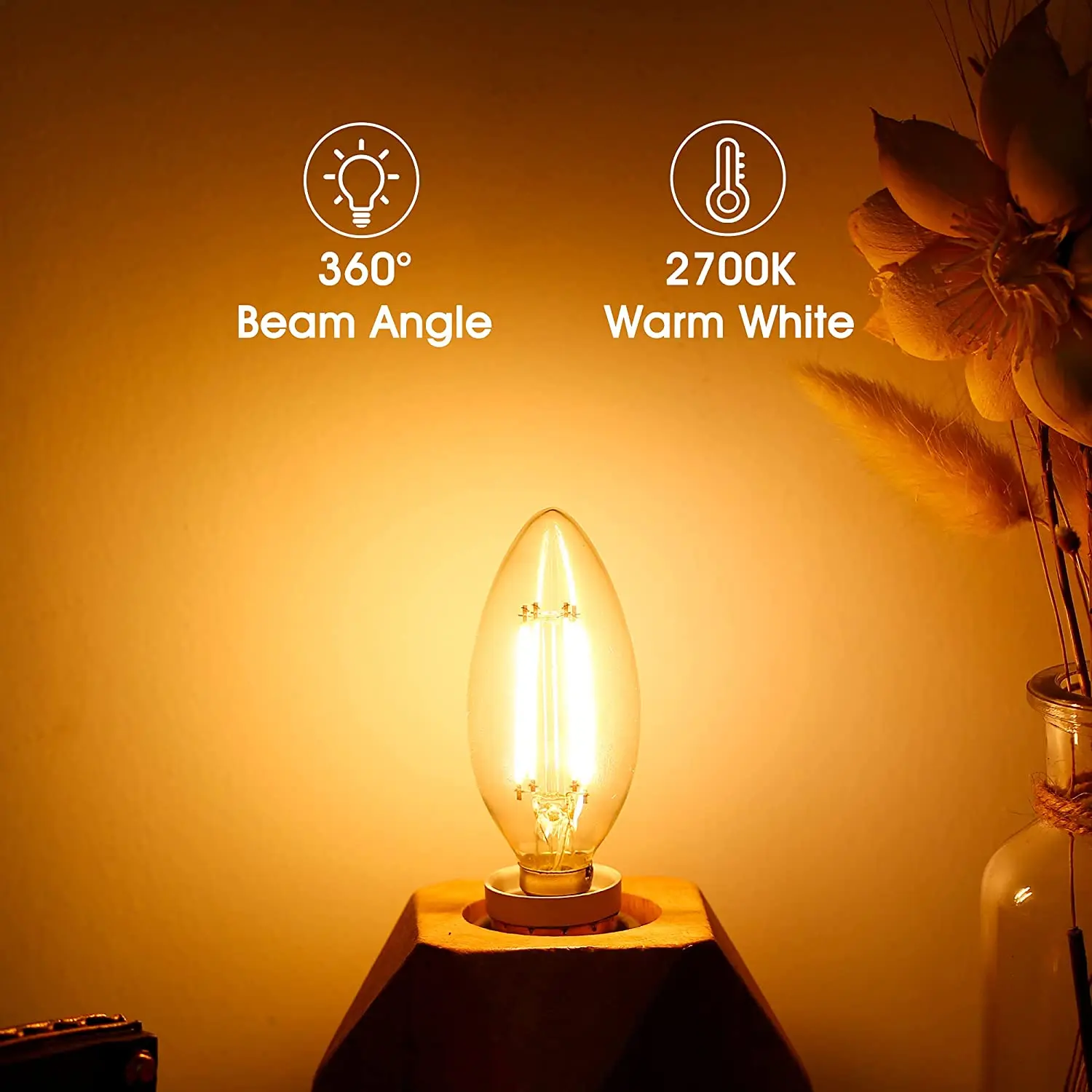 C35 6W Âm Trần Led E12 E14 Dây Tóc Nến Bóng Đèn 2700K 6000K Lạnh Trắng Ấm Edison retro Không Gỉ Candino Cổ Đèn Led