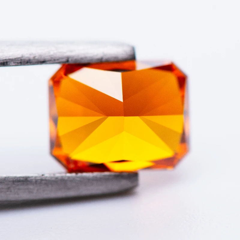 Kubisches Zirkonium, rechteckige Form, Crushed-Ice-Schliff, orange Farbe, 4K-Schliff, 5A-Qualität, synthetischer CZ-Edelstein – Detail 6