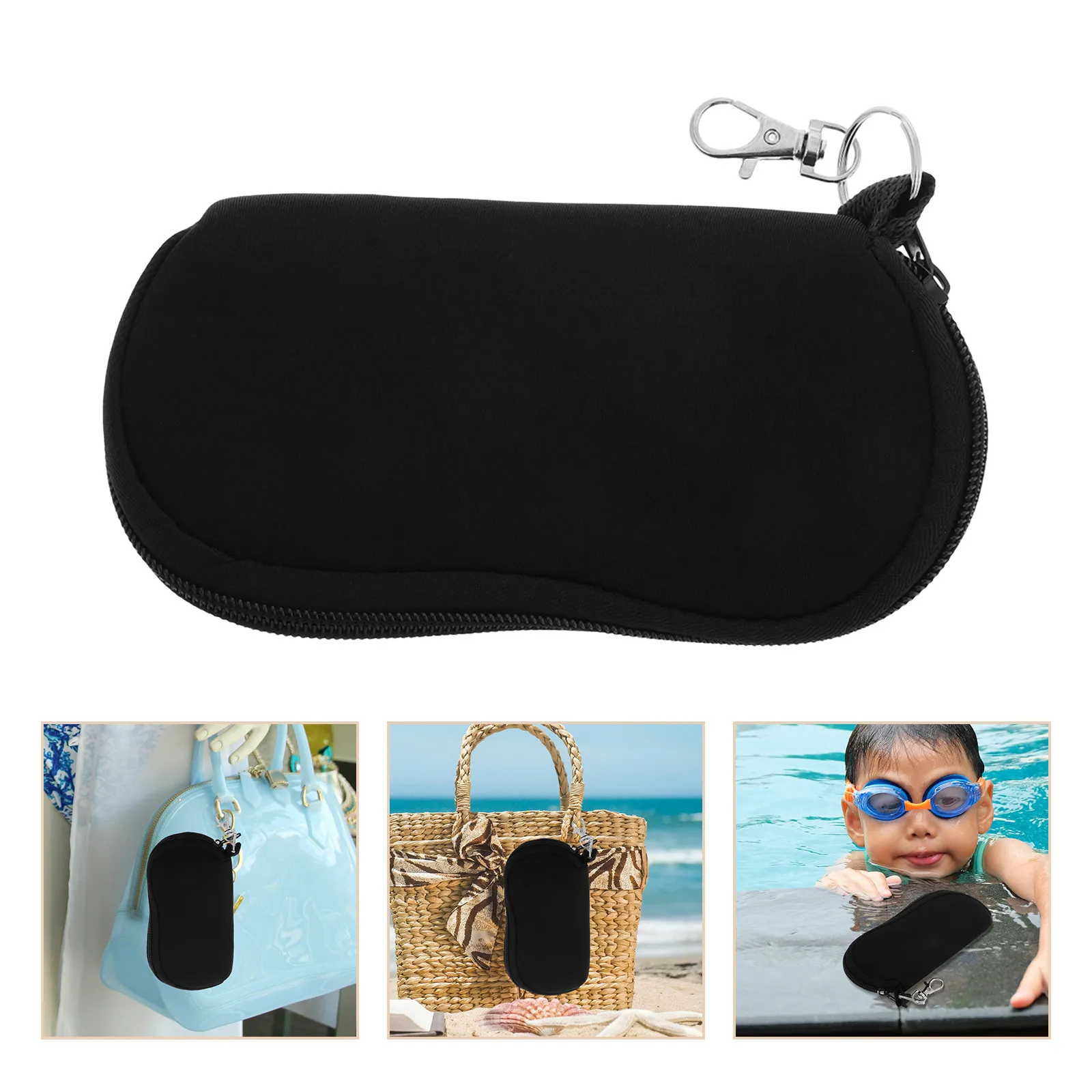 

Waterproof Goggle Case Stylish Lightweight Bag for Swimming Goggles Sunglasses Eyewear Protection Travel Use Black