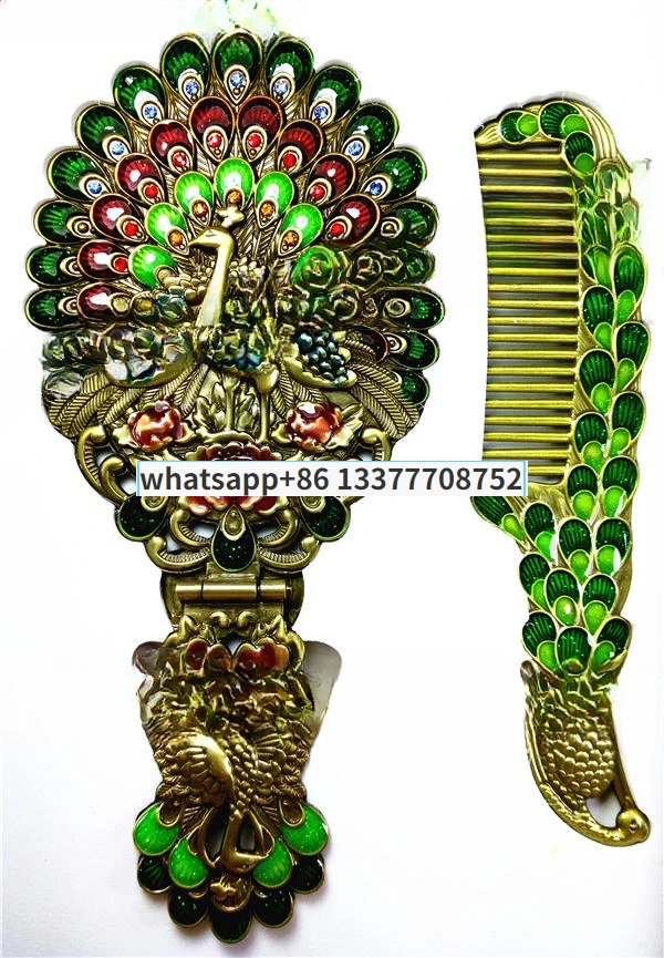 

Metal Mirror Comb Set, Large Open Screen, Peacock Shape, Cyan Bronze, Multi Color, Multiple Options Available