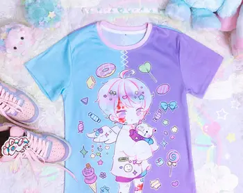 可愛卡哇伊Yami印花女短袖T卹 夏季休閒3D印花 夏季可愛男士運動上衣T卹 10 最佳銷售 暗黑可愛風服裝 - №6