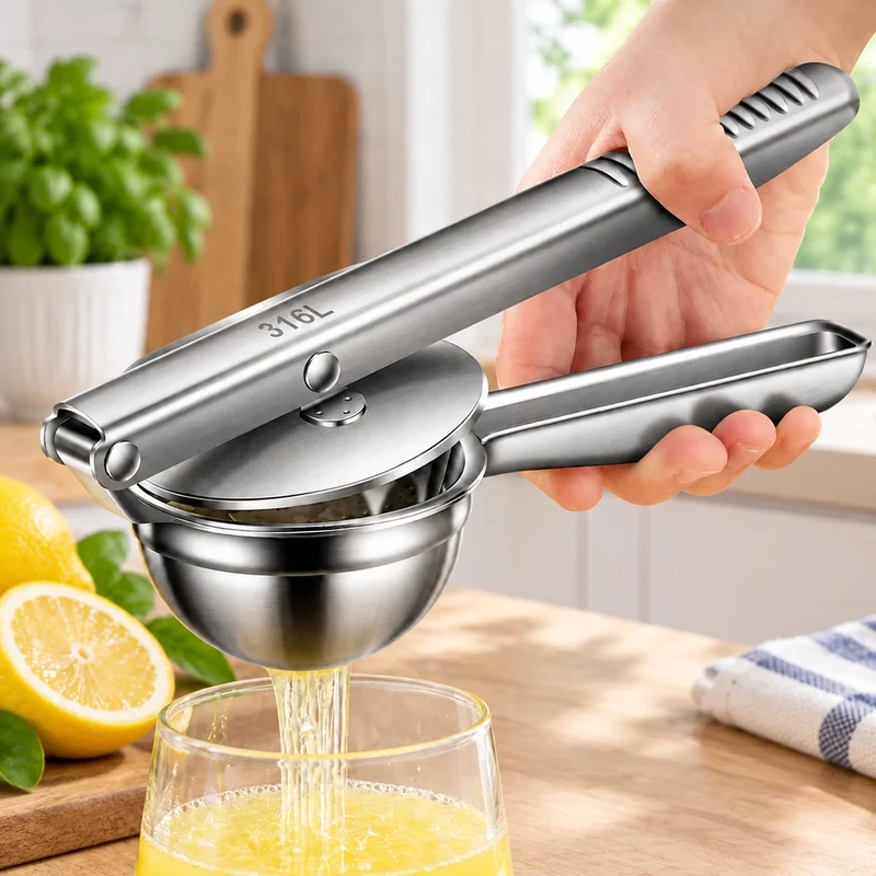 316 Stainless Steel Citrus Press Tool for Lemons and Oranges, Sturdy Handheld Fruit Juicer for Kitchen Use