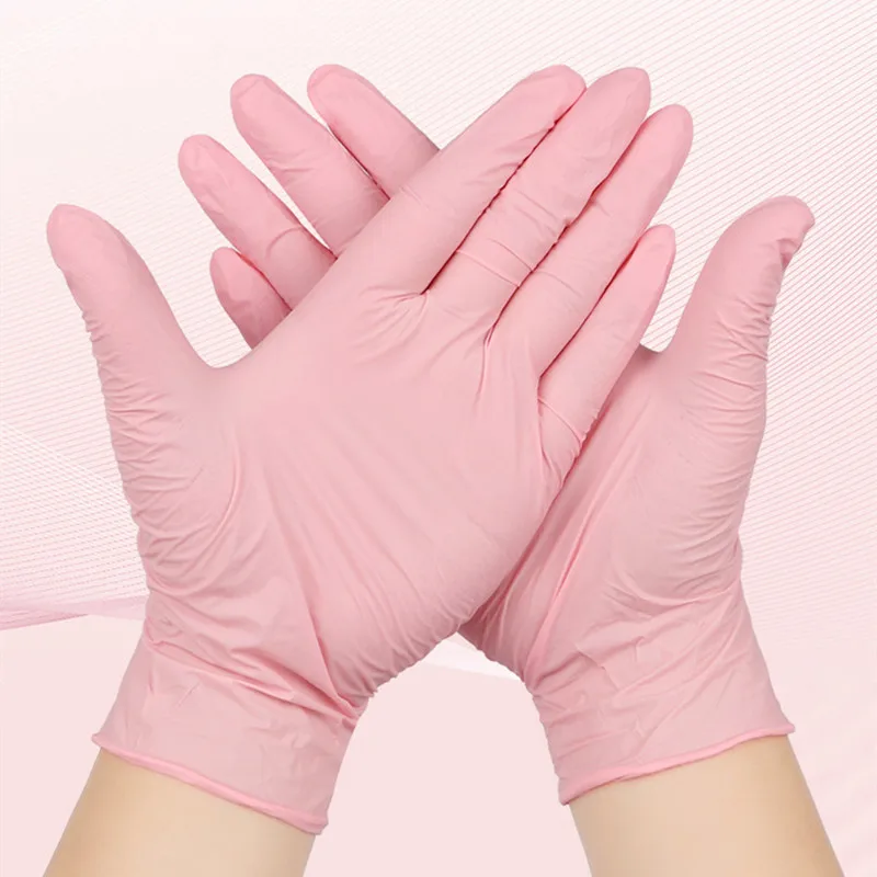 

10/2 шт. светло-розовые одноразовые нитриловые перчатки водонепроницаемые антистатические прочные светло-розовые перчатки кухонные инструменты для приготовления пищи салон красоты