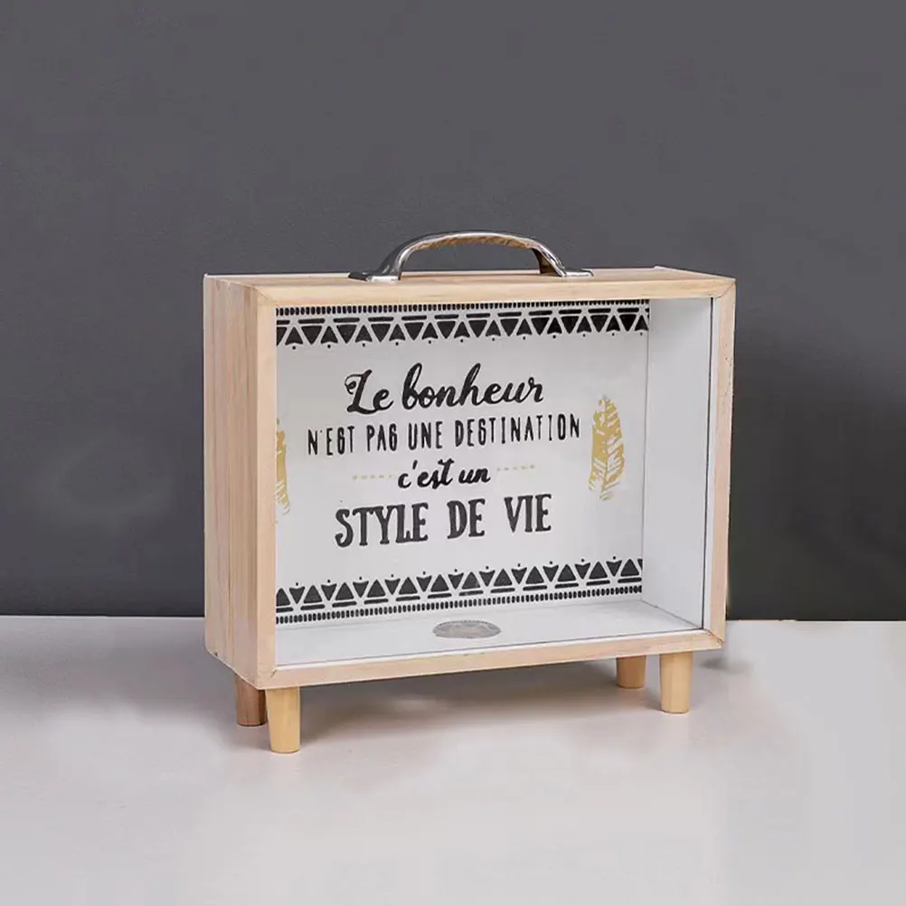 

2Pcs Wood Piggy Bank Transparent Window Money Saving Box for Children Adults Tips Coins Storage Compact Desktop Display